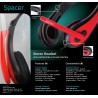 CASTI  Spacer, cu fir, standard, utilizare multimedia, microfon pe brat, conectare prin Jack 3.5 mm x 2, negru / rosu, "SPK-507"
