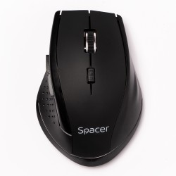 MOUSE  Spacer, PC sau NB, wireless, 2.4GHz, optic, 800/ 1200/1600 dpi, butoane/scroll 6/1, rezolutie selectabila, negru, "SPMO-2