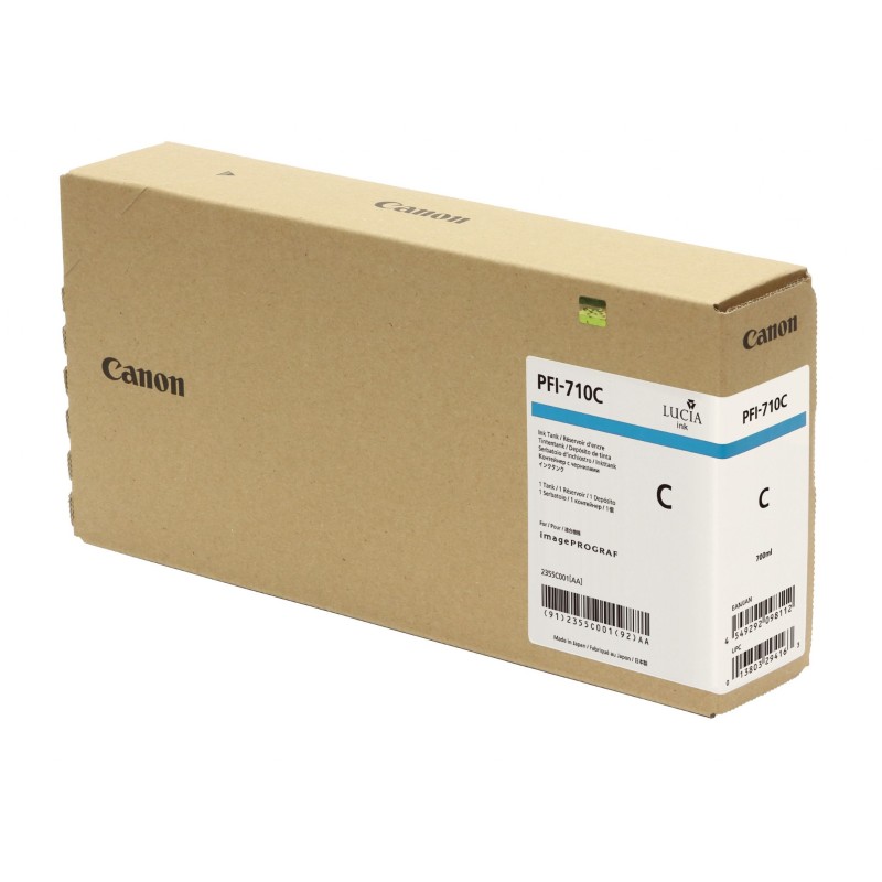 Cartus Cerneala Original Canon Cyan, PFI-710C, pentru IPF TX-2000|TX-3000|TX-4000, 700ml, (timbru verde 0.15 lei),NOPP, "2355C00