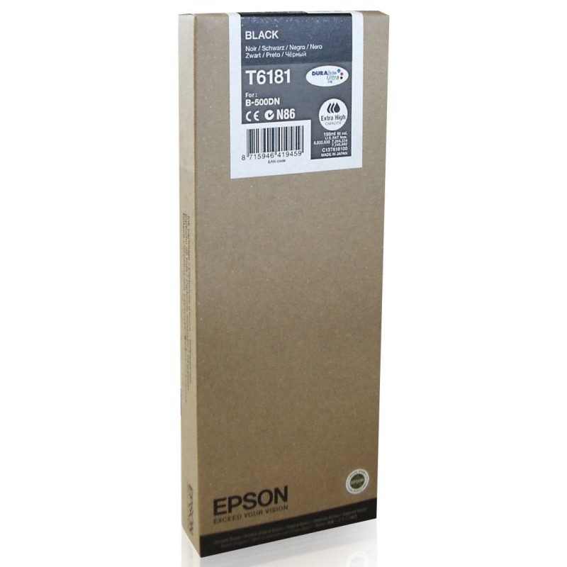 Cartus Cerneala Original Epson Black, T6181, pentru Business B500, , (timbru verde 0.15 lei),  "C13T618100"(RAPO)