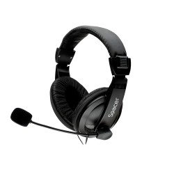 CASTI  Spacer, cu fir, standard, utilizare multimedia, microfon pe brat, conectare prin Jack 3.5 mm x 2, negru, "SPK-222", (timb
