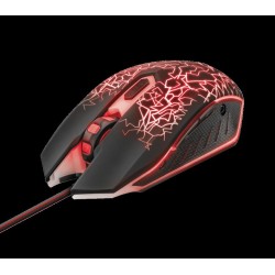 MOUSE TRUST, "GXT 105 Izza", gaming, cu fir, USB, optic, 2400 dpi, butoane/scroll 6/1, iluminare, buton selectare viteza, negru,