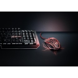 MOUSE TRUST, "GXT 105 Izza", gaming, cu fir, USB, optic, 2400 dpi, butoane/scroll 6/1, iluminare, buton selectare viteza, negru,