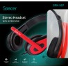 CASTI  Spacer, cu fir, standard, utilizare multimedia, microfon pe brat, conectare prin Jack 3.5 mm x 2, negru / rosu, "SPK-507"