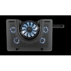 STAND TRUST "GXT 1125 Quno" notebook 17", sita aluminiu, 4 x fan 5cm, 1 x fan 13 cm, LED albastru, negru, "TR-23581" (timbru ver