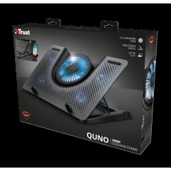 STAND TRUST "GXT 1125 Quno" notebook 17", sita aluminiu, 4 x fan 5cm, 1 x fan 13 cm, LED albastru, negru, "TR-23581" (timbru ver