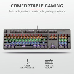 TASTATURA TRUST- gaming, "GXT 865 Astra", cu fir, 104 taste, format standard , mecanica, switch GXT-Red, USB, negru, "TR-22630" 