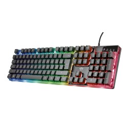TASTATURA TRUST- gaming, "GXT 835 Azor", cu fir, 104 taste, format standard , USB, negru, "TR-23651" (timbru verde 0.8 lei)