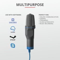 MICROFON TRUST, suport tip trepied, conector USB | Jack 3.5 mm, negru, "TR-23790" (timbru verde 0.03 lei)
