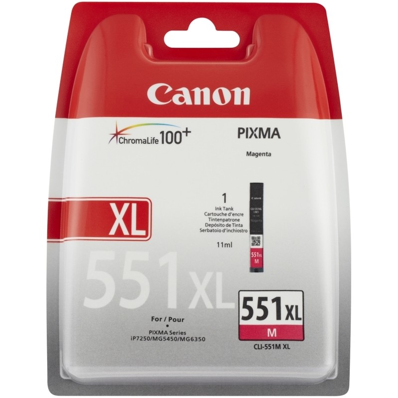 Cartus Cerneala Original Canon Magenta, CLI-551XLM, pentru Pixma IP-7250|8750|IX-6850|MG-5450|5550|5650|6350|6450|6650|7150|7550
