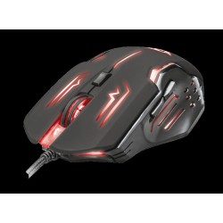 MOUSE TRUST, "GXT 108 Rava", gaming, cu fir, USB, optic, 2000 dpi, butoane/scroll 6/1, iluminare, buton selectare viteza, negru,