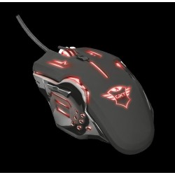MOUSE TRUST, "GXT 108 Rava", gaming, cu fir, USB, optic, 2000 dpi, butoane/scroll 6/1, iluminare, buton selectare viteza, negru,