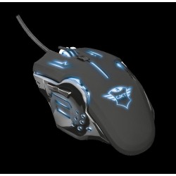 MOUSE TRUST, "GXT 108 Rava", gaming, cu fir, USB, optic, 2000 dpi, butoane/scroll 6/1, iluminare, buton selectare viteza, negru,