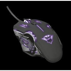 MOUSE TRUST, "GXT 108 Rava", gaming, cu fir, USB, optic, 2000 dpi, butoane/scroll 6/1, iluminare, buton selectare viteza, negru,