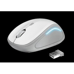MOUSE TRUST, "Yvi FX", PC sau NB, wireless, 2.4GHz, optic, 1600 dpi, butoane/scroll 4/1, iluminare, buton selectare viteza, alb,