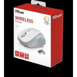 MOUSE TRUST, "Yvi FX", PC sau NB, wireless, 2.4GHz, optic, 1600 dpi, butoane/scroll 4/1, iluminare, buton selectare viteza, alb,