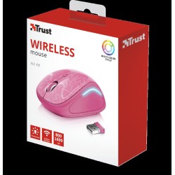 MOUSE TRUST, "Yvi FX", PC sau NB, wireless, 2.4GHz, optic, 1600 dpi, butoane/scroll 4/1, iluminare, buton selectare viteza, roz,