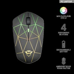 MOUSE TRUST, "GXT 117 Strike", gaming, wireless, 2.4GHz, optic, 1400 dpi, butoane/scroll 6/1, iluminare, buton selectare viteza,