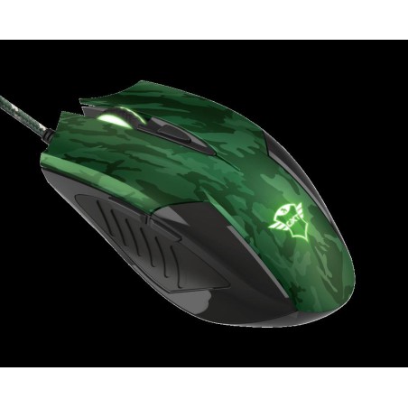 MOUSE TRUST, "GXT 781 Rixa Camo", gaming, cu fir, USB, optic, 3200 dpi, butoane/scroll 5/1, iluminare, butoane programabile, pad