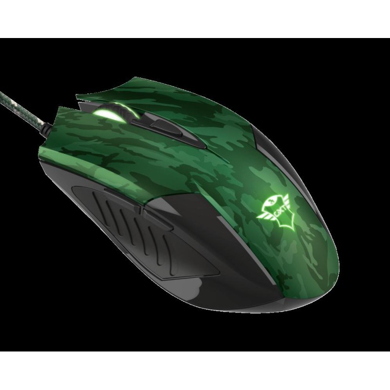 MOUSE TRUST, "GXT 781 Rixa Camo", gaming, cu fir, USB, optic, 3200 dpi, butoane/scroll 5/1, iluminare, butoane programabile, pad