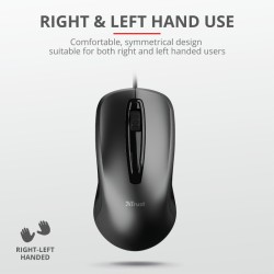 MOUSE TRUST, "Carve", PC sau NB, cu fir, USB, optic, 1200 dpi, butoane/scroll 3/1, , negru, "TR-23733" (timbru verde 0.18 lei)