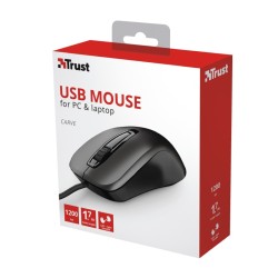 MOUSE TRUST, "Carve", PC sau NB, cu fir, USB, optic, 1200 dpi, butoane/scroll 3/1, , negru, "TR-23733" (timbru verde 0.18 lei)