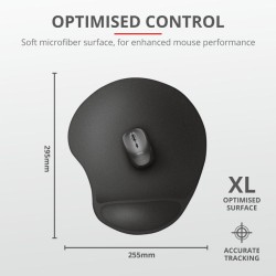 Mouse PAD TRUST, "Bigfoot XL ", cu gel, cauciuc si material textil, 295 x 255 x 19 mm, negru, "TR-23728"