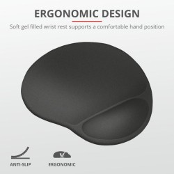 Mouse PAD TRUST, "Bigfoot XL ", cu gel, cauciuc si material textil, 295 x 255 x 19 mm, negru, "TR-23728"