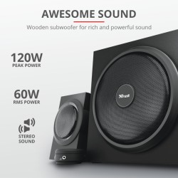 BOXE TRUST, "Yuri " 2.1, RMS: 60 W (2x 15W, 1 x 30W) negru, "TR-23696"  (timbru verde 2.00 lei)