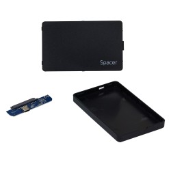 RACK extern SPACER, pt HDD/SSD, 2.5 inch, S-ATA, interfata PC USB 3.1 Type C, plastic, negru, "SPR-TYPE-C-01" (timbru verde 0.8 