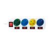 PRELUNGITOR LOGILINK, Schuko x 4, conectare prin Schuko (T), cablu 1.5 m, 16 A, protectie copii, alb/ multicolor, "LPS257" (timb