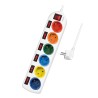 PRELUNGITOR LOGILINK, Schuko x 6, conectare prin Schuko (T), cablu 1.5 m, 16 A, protectie copii, alb/ multicolor, "LPS259" (timb