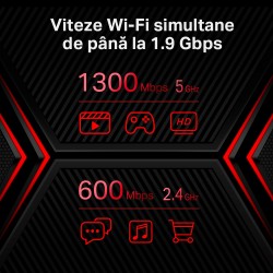 ROUTER MERCUSYS wireless  1900Mbps, 2 porturi LAN Gigabit, 1 port WAN Gigabit, Dual Band AC1900 6 x antena externa, "MR50G"  (ti