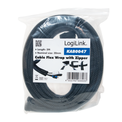 MANSON protectie cabluri LOGILINK, cu fermoar, diametru 20mm, 2m, negru, "KAB0047"
