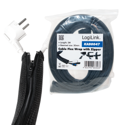 MANSON protectie cabluri LOGILINK, cu fermoar, diametru 20mm, 2m, negru, "KAB0047"