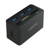 HUB extern LOGILINK, porturi USB: USB 3.0 x 3, conectare prin USB 3.0, alte porturi: SD, MicroSD, M2, MS Duo/Pro, CF, negru, "CR