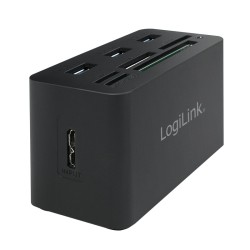 HUB extern LOGILINK, porturi USB: USB 3.0 x 3, conectare prin USB 3.0, alte porturi: SD, MicroSD, M2, MS Duo/Pro, CF, negru, "CR