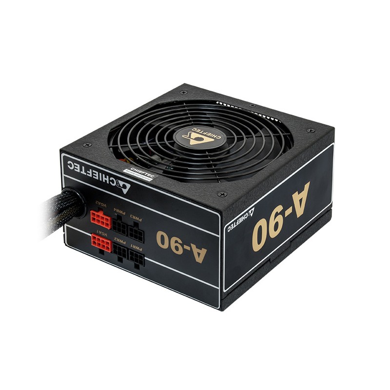 SURSA Chieftec A-90 750 W, semi-modulara, certificare 80 Plus Gold - compatibila, ventilator 140 mm x 1, PCI-E 6+2 pin x 4, SATA