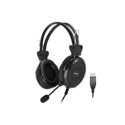 CASTI A4tech, cu fir, standard, utilizare multimedia, microfon pe brat, conectare prin USB 2.0, negru, "HU-30", (timbru verde 0.