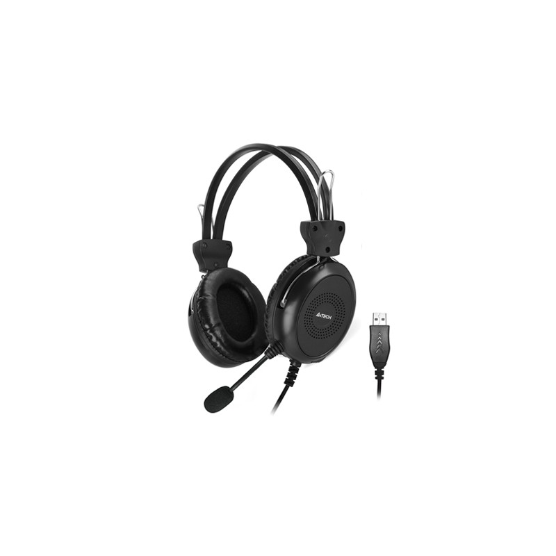 CASTI A4tech, cu fir, standard, utilizare multimedia, microfon pe brat, conectare prin USB 2.0, negru, "HU-30", (timbru verde 0.