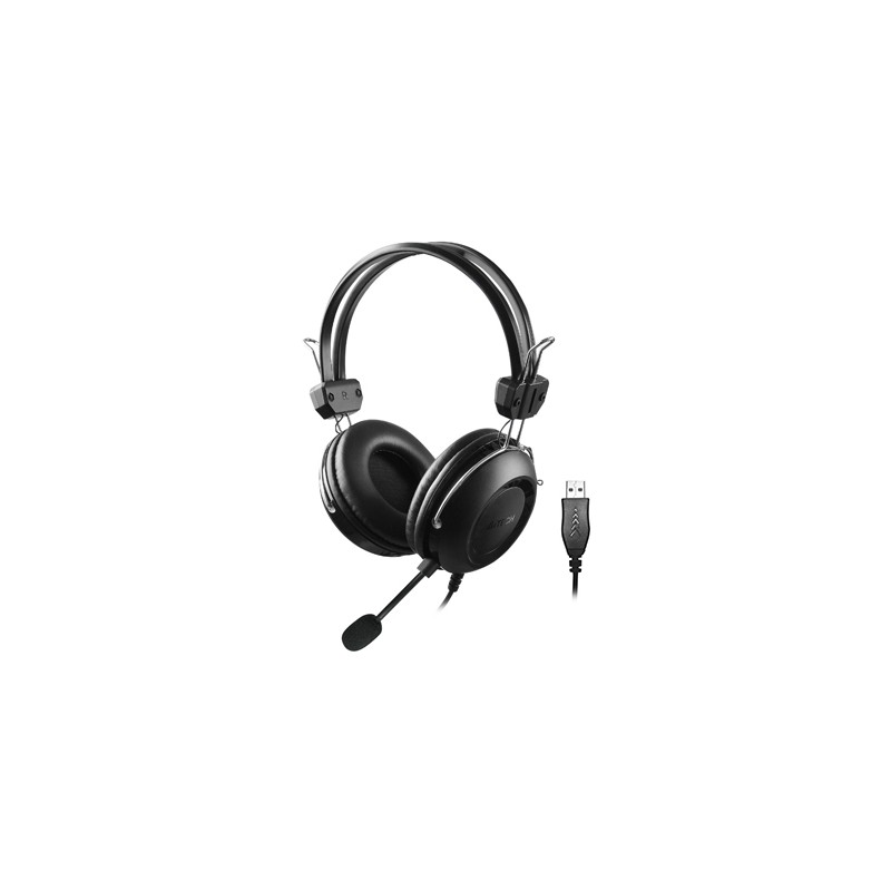 CASTI A4tech, cu fir, standard, utilizare multimedia, microfon pe brat, conectare prin USB 2.0, negru, "HU-35", (timbru verde 0.