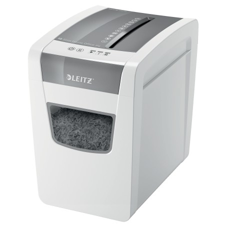 Distrugator manual documente Leitz IQ Home Office Slim, 10 coli, P4, cross-cut (tip confeti), cos 23 coli, alb, Leitz "80010000"