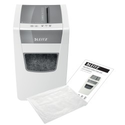 Distrugator manual documente Leitz IQ Home Office Slim, 10 coli, P4, cross-cut (tip confeti), cos 23 coli, alb, Leitz "80010000"