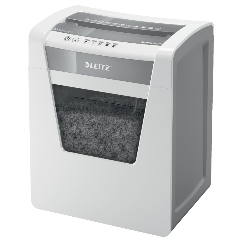 Distrugator manual documente Leitz IQ Office, 15 coli, P4, cross-cut (tip confeti), cos 23 coli, alb, Leitz "80030000" (timbru v