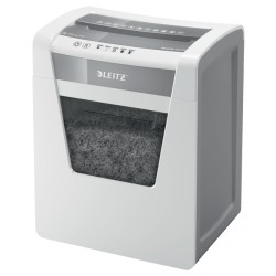 Distrugator manual documente Leitz IQ Office, 10 coli, P5, micro-cut (tip particule), cos 23 coli, alb, Leitz "80020000" (timbru