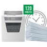 Distrugator manual documente Leitz IQ Office, 10 coli, P5, micro-cut (tip particule), cos 23 coli, alb, Leitz "80020000" (timbru