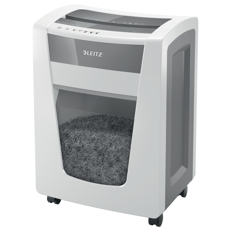 Distrugator manual documente Leitz IQ Office Pro,  5 coli, P6+, micro-cut (tip particulei), cos 30 coli, alb, Leitz "80100000" (