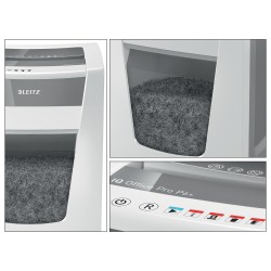 Distrugator manual documente Leitz IQ Office Pro,  5 coli, P6+, micro-cut (tip particulei), cos 30 coli, alb, Leitz "80100000" (