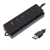 HUB extern SPACER, porturi USB: USB 3.0 x 4, Port USB Quick Charge x 1, conectare prin USB 3.0, Alimentare retea 220V,negru, "SP