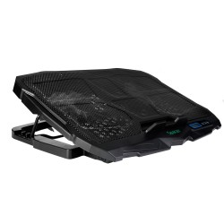 STAND SPACER notebook 17" Gaming, sita metal, Airflow: 72CFM, 2xfan 12.5cm, 2xfan 7cm, led blue, 2xUSB, Turatie reglabila, black